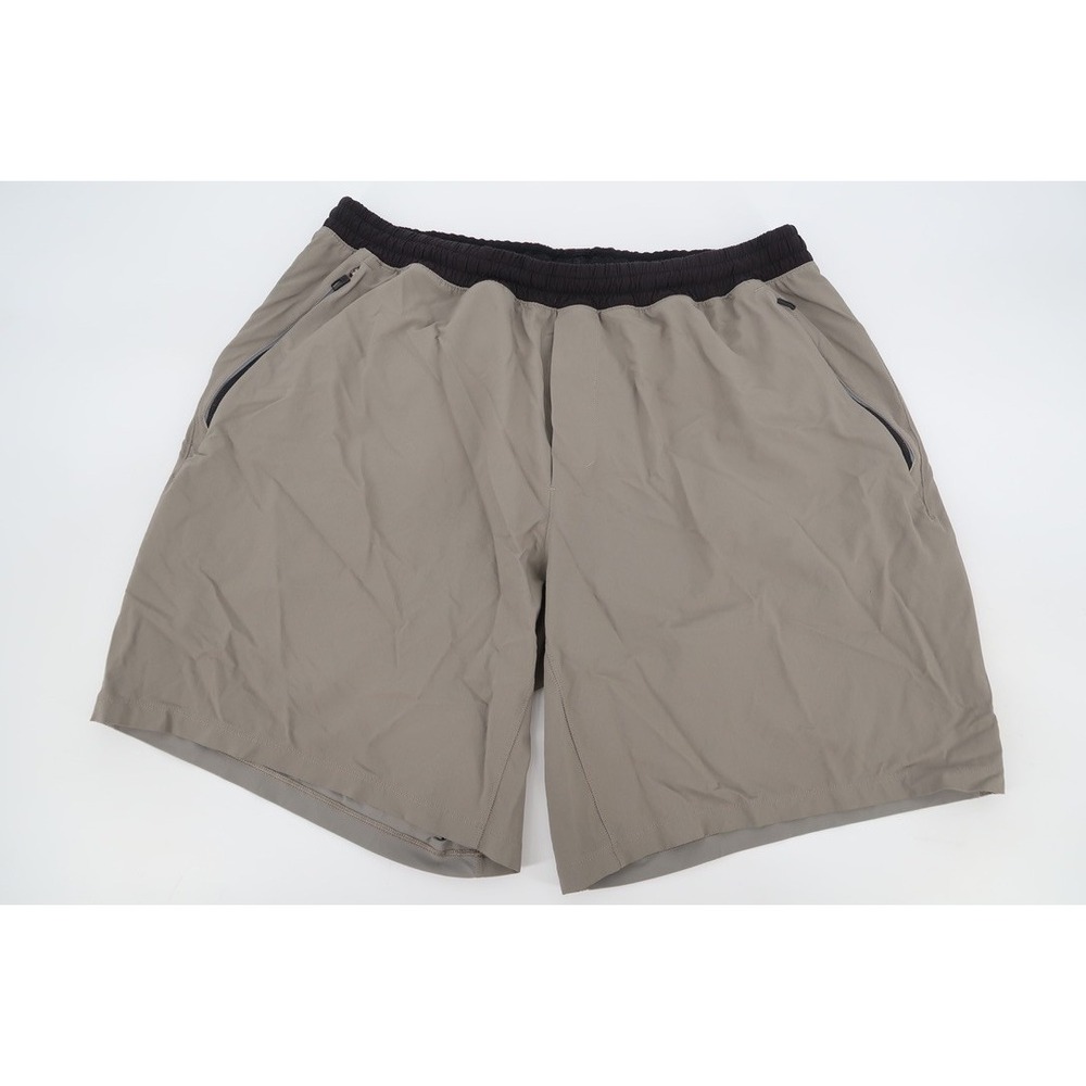 Lululemon Pace Breaker Shorts 9" Mens XXL Taupe Black Athletic Training Unlined